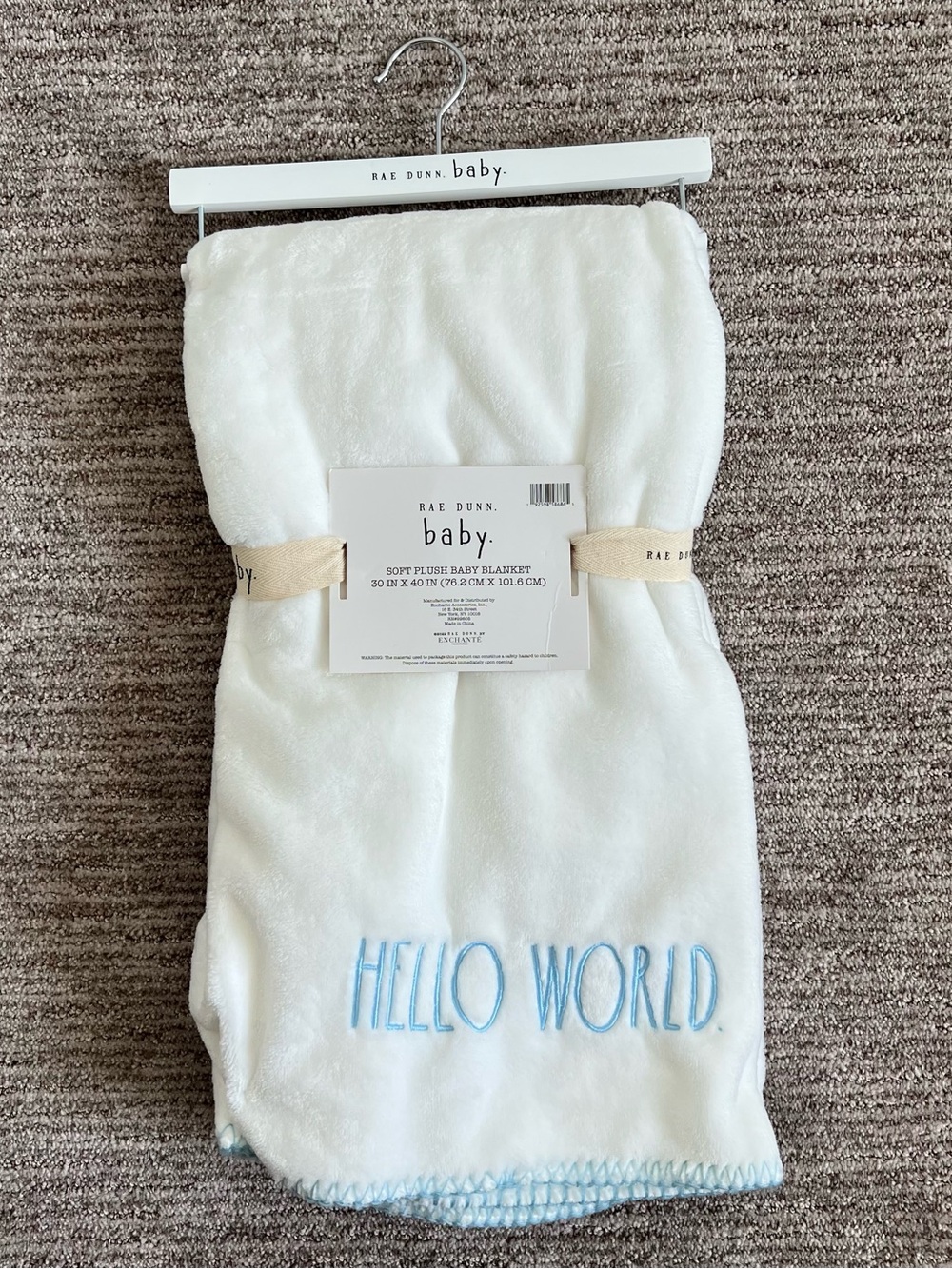 NWT Rae Dunn "Hello World" Baby Blanket